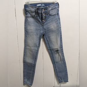 old navy. blue jean rockstar jeggings. size 6